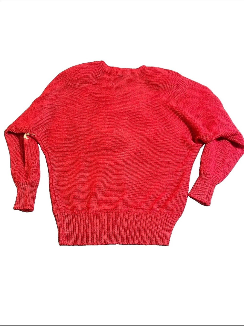 VTG Christine Red White Angora Metallic Thread Batwing Sweater M 80’s Retro - Picture 9 of 9